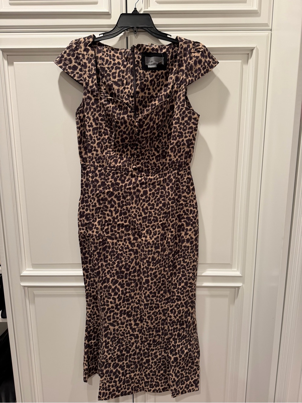 Anthropologie Leopard Print Cap Sleeve Midi Dress - Brown and Black